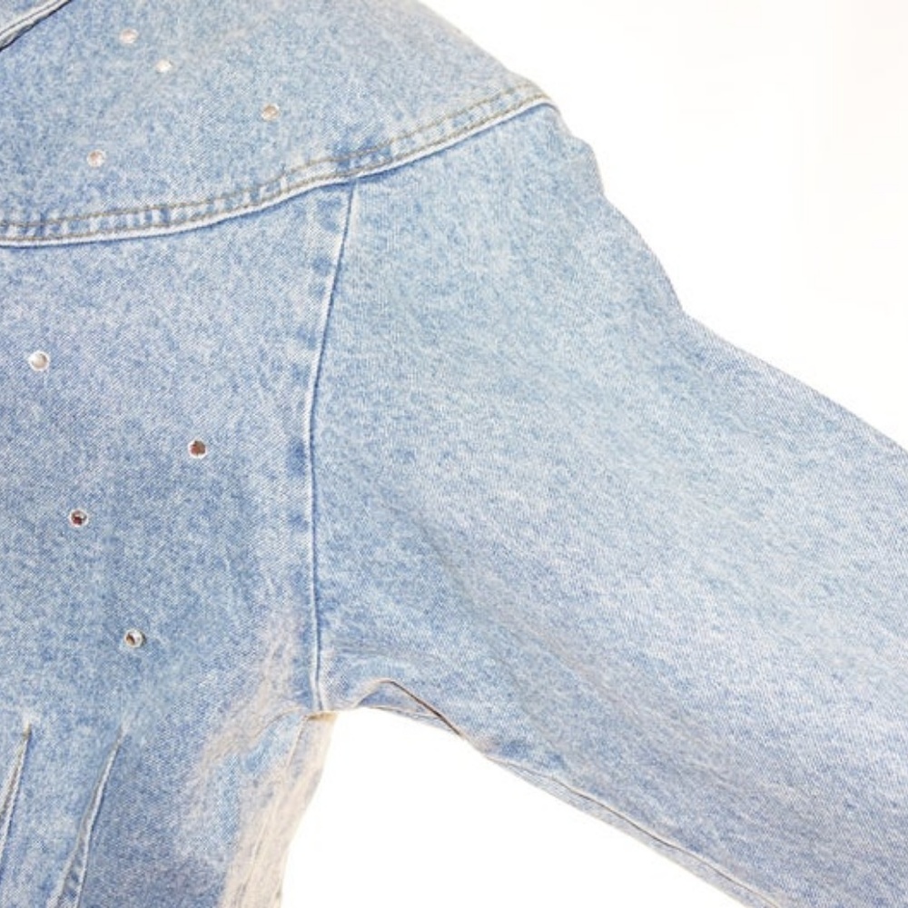 Retro Jordache Cropped Jean Jacket Rhinestones - Picture 4 of 8